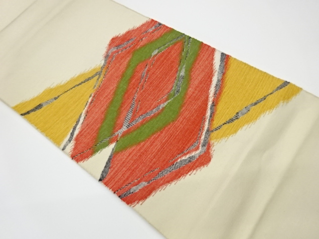 JAPANESE KIMONO / VINTAGE NAGOYA OBI / WOVEN ABSTRACT RHOMBUS